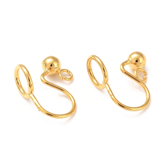 Brass Clip-on Earring Converters Findings, with Loop, for Non-pierced Ears