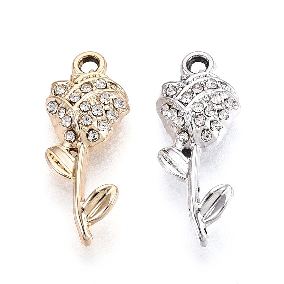 Подвески из сплава и страза, uv покрытие, цветок