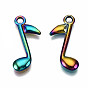Rainbow Color Alloy Pendants, Cadmium Free & Lead Free, Musical Note