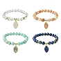 Natural Mixed Gemstone Stretch Bracelets, with Horse Eye Charms