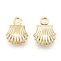 Brass Charms, Real 18K Gold Plated, Shell