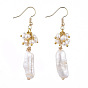 Natural Keshi Pearl Dangle Earrings, with Brass Earring Hooks and Cardboard Boxes