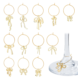 24 шт. 12 стили бант сплав эмалированные подвески, 316 хирургические подвески для бокалов из нержавеющей стали