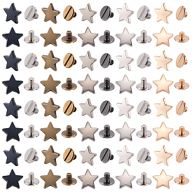 50шт 5 цвета набор заклепок из сплава, звезда, для кошелька сумка обувь панк-рок кожаный ремесленный ремень для одежды