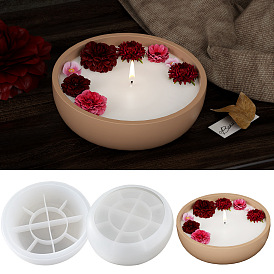 Round Shape DIY Candle Cup Food Grade Silicone Molds, Creative Aromatherapy Candle Cement Cup Supply DIY Concrete Candle Cups Resin Moulds