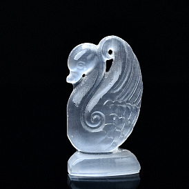 Swan Natural Selenite Figurines, Reiki Energy Stone Display Decorations, for Home Feng Shui Ornament