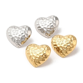 304 Stainless Steel Stud Earrings, Textured Heart