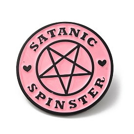 Magic Array Pentagram Enamel Pins, Black Alloy Brooch for Women's Backpack Clothes, Flat Round