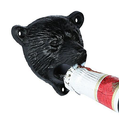 Чугунные открывалки для бутылок в деревенском стиле с головой медведя, медведь