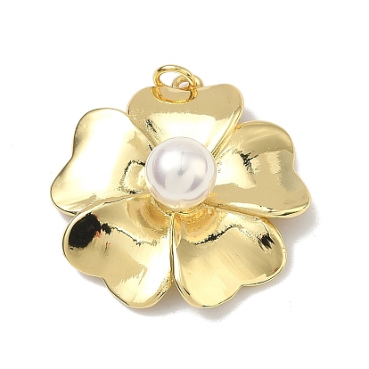 Латунные подвески из АБС-пластика с имитацией жемчуга, , долговечный, без кадмия и без свинца, стойки покрытие