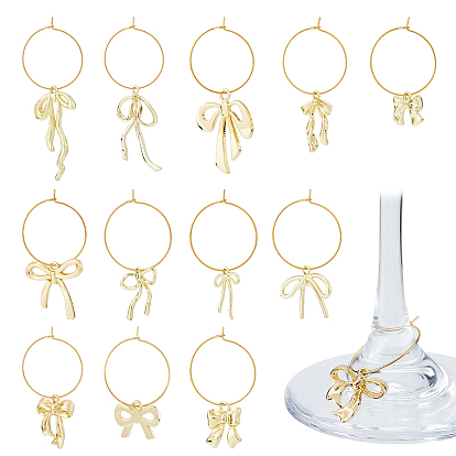 24 шт. 12 стили бант сплав эмалированные подвески, 316 хирургические подвески для бокалов из нержавеющей стали