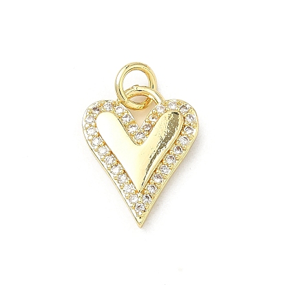 Латунные микро проложить кубического циркония подвески, сердце прелести, долговечный, стойки покрытие, без свинца и без кадмия