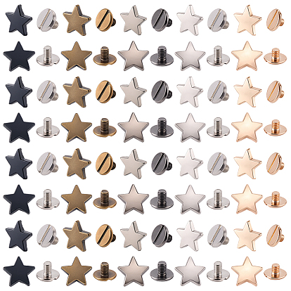 50шт 5 цвета набор заклепок из сплава, звезда, для кошелька сумка обувь панк-рок кожаный ремесленный ремень для одежды