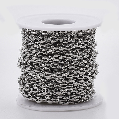 304 Stainless Steel Coffee Bean Chain, with Spool, Unwelded