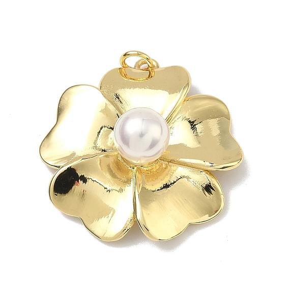 Латунные подвески из АБС-пластика с имитацией жемчуга, , долговечный, без кадмия и без свинца, стойки покрытие