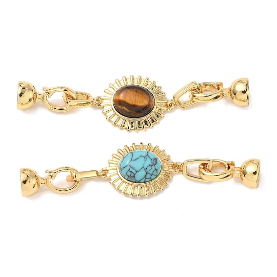 Застежки-пряжки из латуни с драгоценными камнями, реальный 18 k позолоченный, овальные