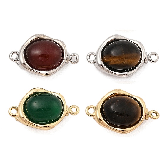 Застежки латунные коробки, С камнями, овальные