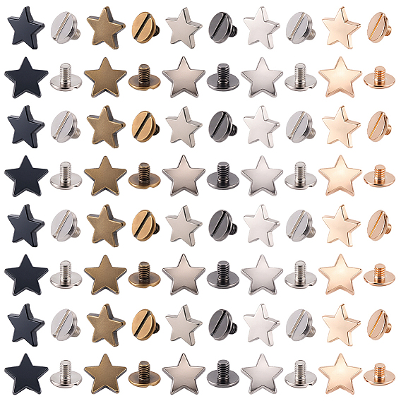 50шт 5 цвета набор заклепок из сплава, звезда, для кошелька сумка обувь панк-рок кожаный ремесленный ремень для одежды