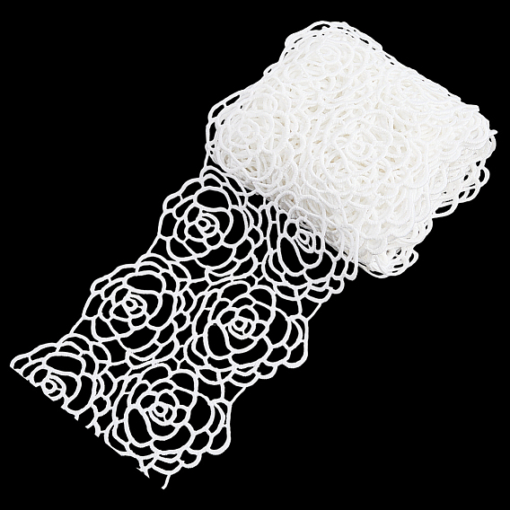 Borde de encaje de poliéster, flor, para accesorios de ropa