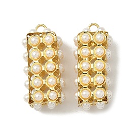 Подвески из искусственного жемчуга, прямоугольные, с фурнитурой позолоченной латунной, ионное покрытие (ip), долговечный, без свинца и без кадмия
