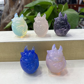 Figurines d'œufs de dragon sculptées en pierres précieuses, pour le bureau à domicile, ornement feng shui