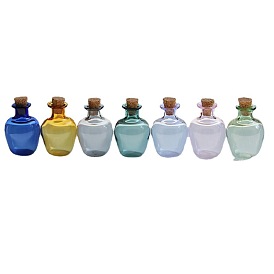 Miniature Glass Empty Wishing Bottles, with Cork Stopper, Micro Landscape Garden Dollhouse Accessories, Photography Props Decorations