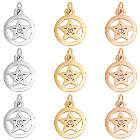 9 шт. 3 цвета 316 подвески из хирургической нержавеющей стали, с микропаве и фианитом, долговечный, звонить звездочкой