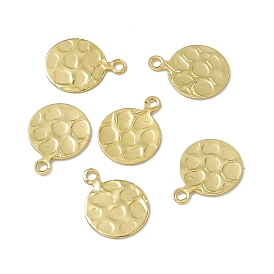 Rack Plating Brass Charms, Long-Lasting Plated, Cadmium Free & Nickel Free & Lead Free, Flat Round Charm