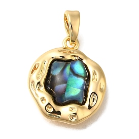 Brass Pave Paua Shell Pendants, Nuggets Charms