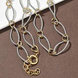 Двухцветные латунные цепочки с текстурированными витыми овальными звеньями, долговечный, стойки покрытие, без свинца и без кадмия