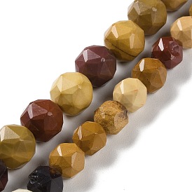 Natural Mookaite Beads Strands, Star Cut Round Beads