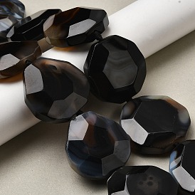 Бусины из натурального черного агата (окрашенные и нагретые), граненые, слеза