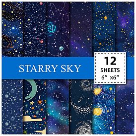 12Pcs Star & Planet & Constellation Theme Scrapbook Paper Pads, for DIY Album Scrapbook, Greeting Card, Background Paper