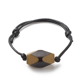Bracelets de perles ovales en acrylique, bracelet réglable cordon polyester pour femme