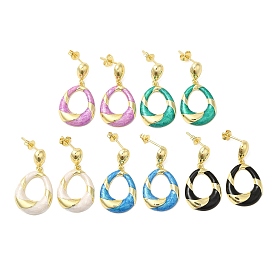 Enamel Teardrop Dangle Stud Earrings, Real 18K Gold Plated Brass Earrings for Women, Cadmium Free & Lead Free