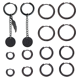 6 Pairs 6 Style 304 Stainless Steel Huggie Hoop Earrings, Hypoallergenic Earrings for Men Women