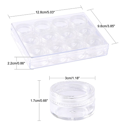 Plastic Bead Storage Containers, 12 Compartments