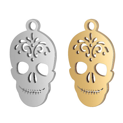 304 Stainless Steel Pendants, Sugar Skull, for Mexico Holiday Day of the Dead