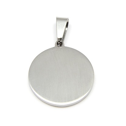 304 Stainless Steel Flat Round Stamping Blank Tag Pendants, 28x25x2mm, Hole: 9x5mm
