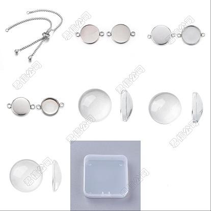 Kit de fabrication de bracelets coulissants en acier inoxydable avec dôme vierge à faire soi-même