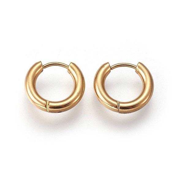 304 Stainless Steel Huggie Hoop Earrings, Ring