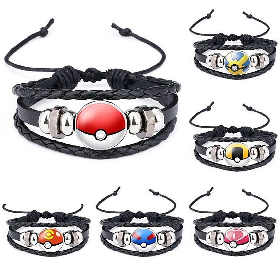 Bracelet pokemon go time gem avec charme pokeball - bracelet en cuir diy