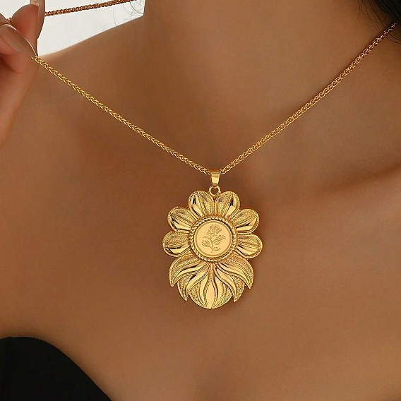 Элегантные латунные ожерелья с подвеской в виде цветка розы для женщин