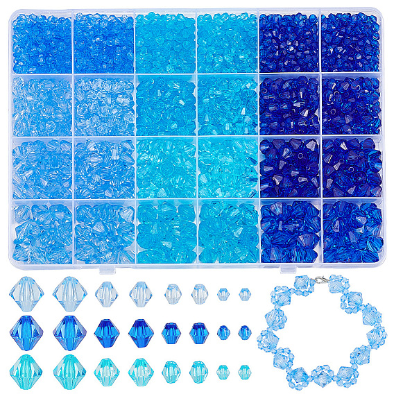 2010 шт 12 стили прозрачные акриловые бусины, двухконусные, граненые