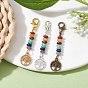 3Pcs Tree of Life Alloy Pendant Decorations, Natural & Synthetic Mixed Gemstone Beads and Lobster Claw Clasps Charms