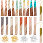 DIY Earring Making, with Resin & Wood Big Pendants, Two Tone, with Gold Foil, Brass Earring Hooks and Open Jump Rings