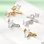 316 Bagues ouvertes en acier inoxydable et zircon cubique, œil carré/de cheval