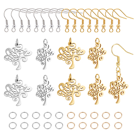 Kits para hacer aretes de árbol de la vida, incluyendo 12 piezas 304 colgantes de acero inoxidable, 20 piezas de anillos de salto abiertos, 20 ganchos para pendientes de PC