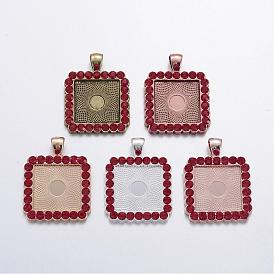 DIY комплекты ювелирных изделий, сплав горный хрусталь кулон настройки кабошон скошенных и прозрачного стекла кабошонов, квадратный