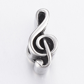 304 Stainless Steel Beads, Large Hole Beads, Musical Note